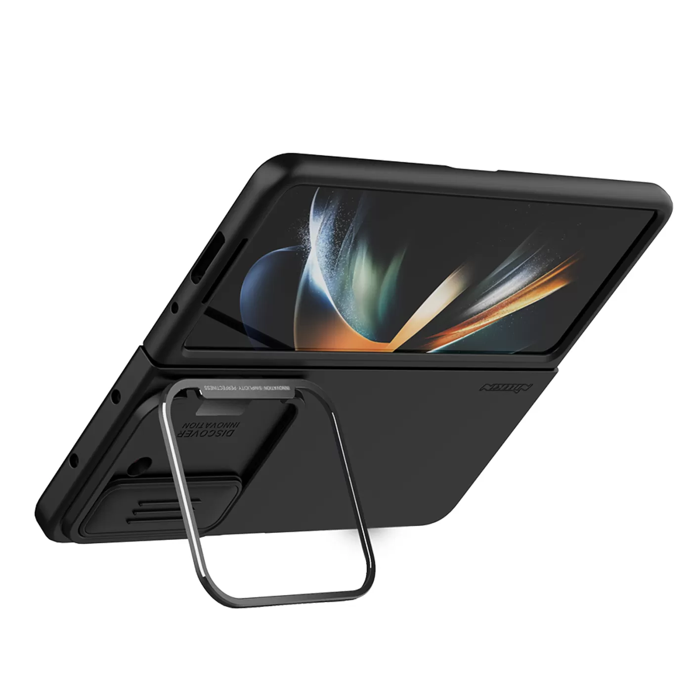 Samsung Galaxy Z Fold 5 vāciņš melns NILLKIN CAMSHIELD SILKY SILICONE (BRACKET VERSION)
