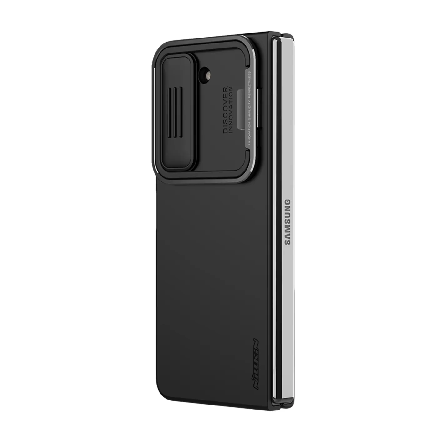 Samsung Galaxy Z Fold 5 vāciņš melns NILLKIN CAMSHIELD SILKY SILICONE (BRACKET VERSION)
