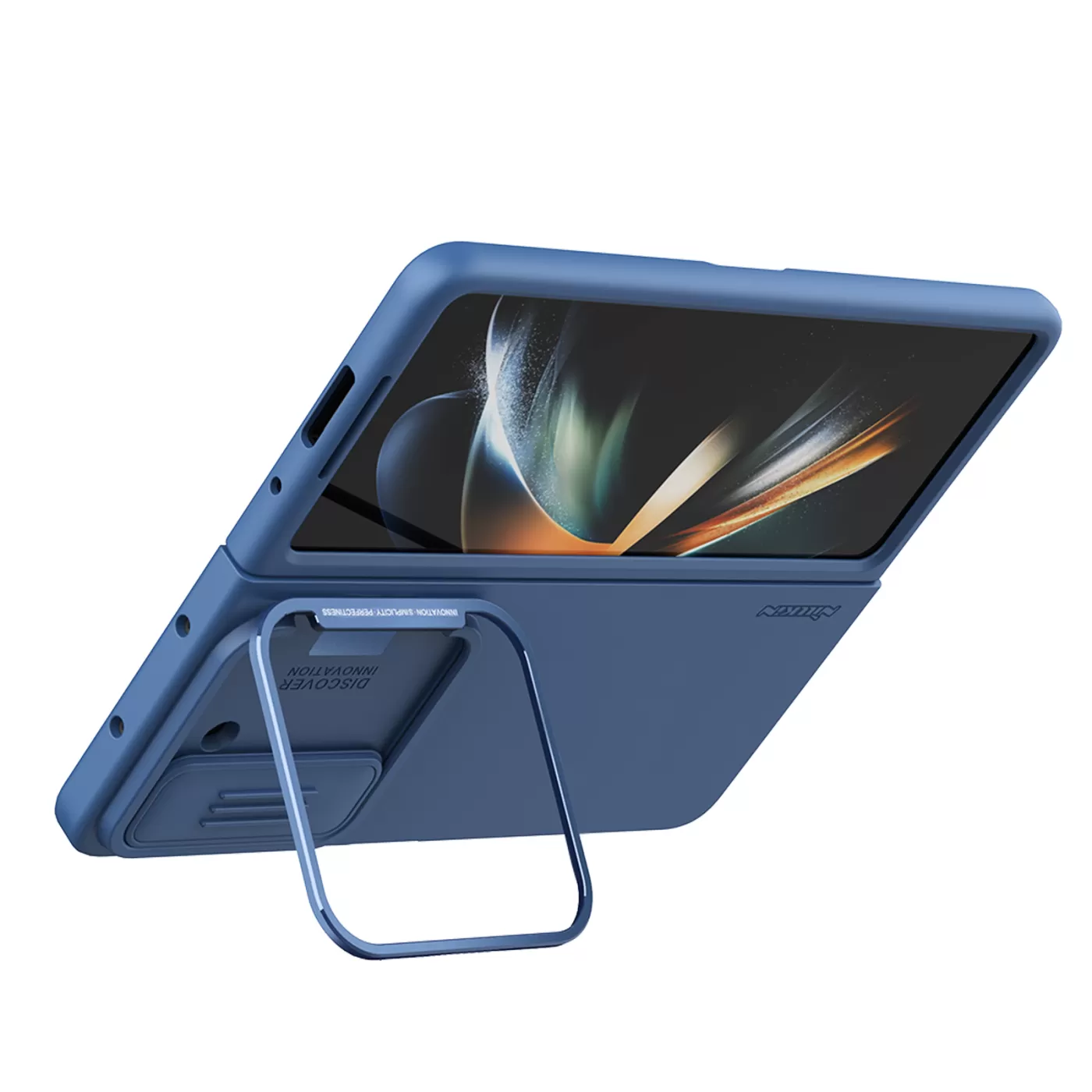 Samsung Galaxy Z Fold 5 vāciņš zils NILLKIN CAMSHIELD SILKY SILICONE (BRACKET VERSION)