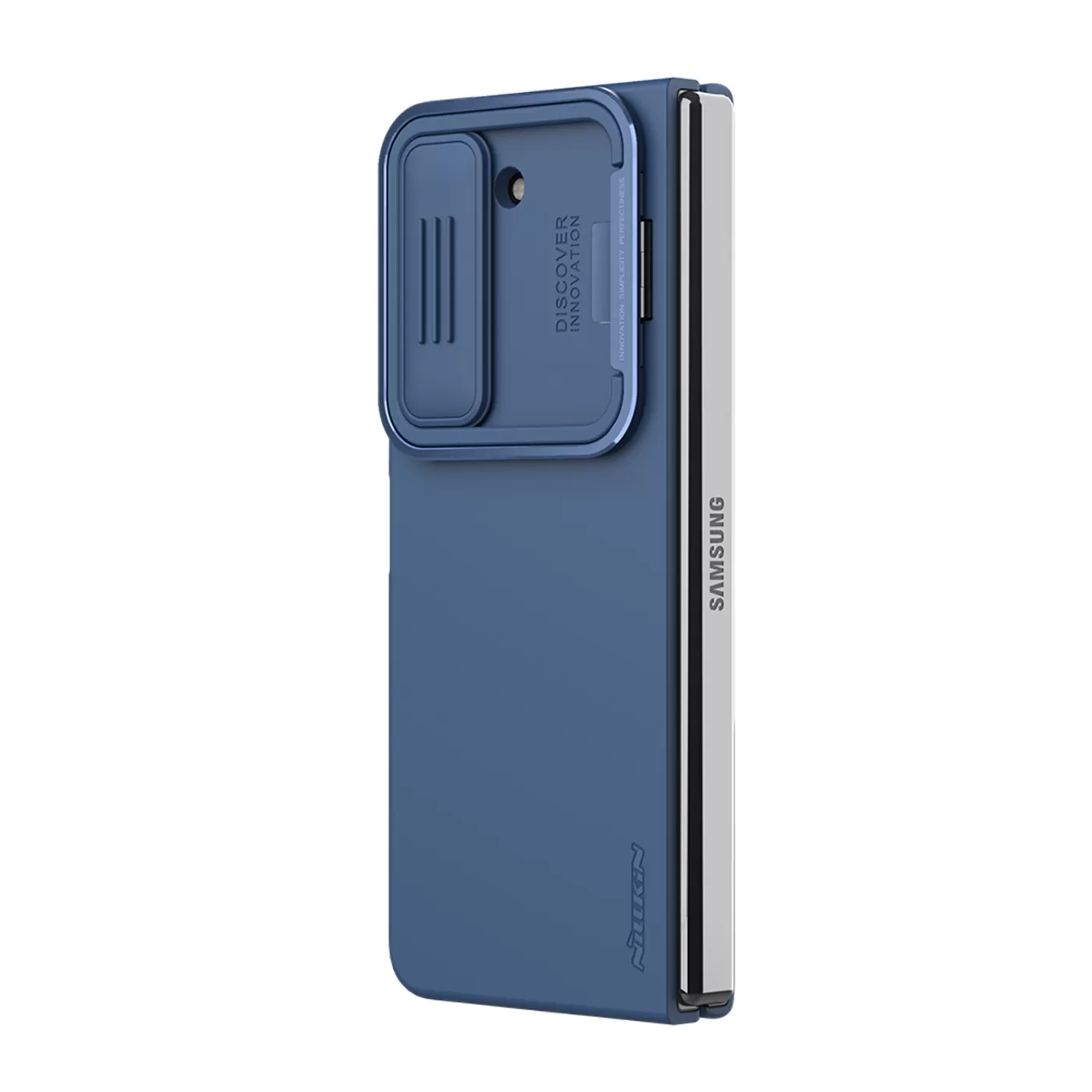 Samsung Galaxy Z Fold 5 vāciņš zils NILLKIN CAMSHIELD SILKY SILICONE (BRACKET VERSION)