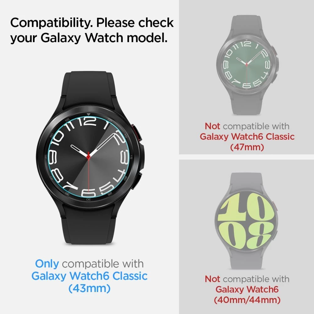 Samsung Galaxy Watch 6 Classic apsauginis stiklas  SPIGEN GLAS.TR ”EZ-FIT” 2-PACK (43 MM)