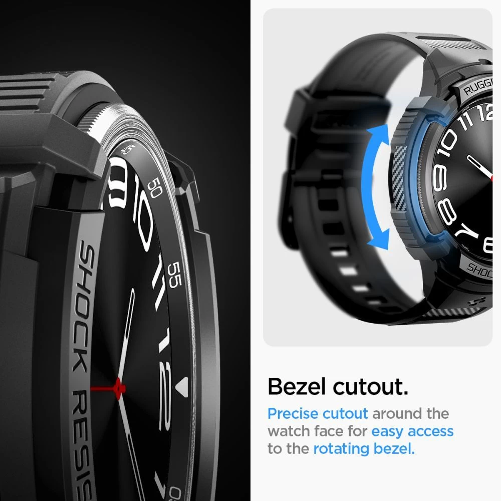 Samsung Galaxy Watch 6 Classic dirželis Juoda SPIGEN RUGGED ARMOR ”PRO” (43 MM)