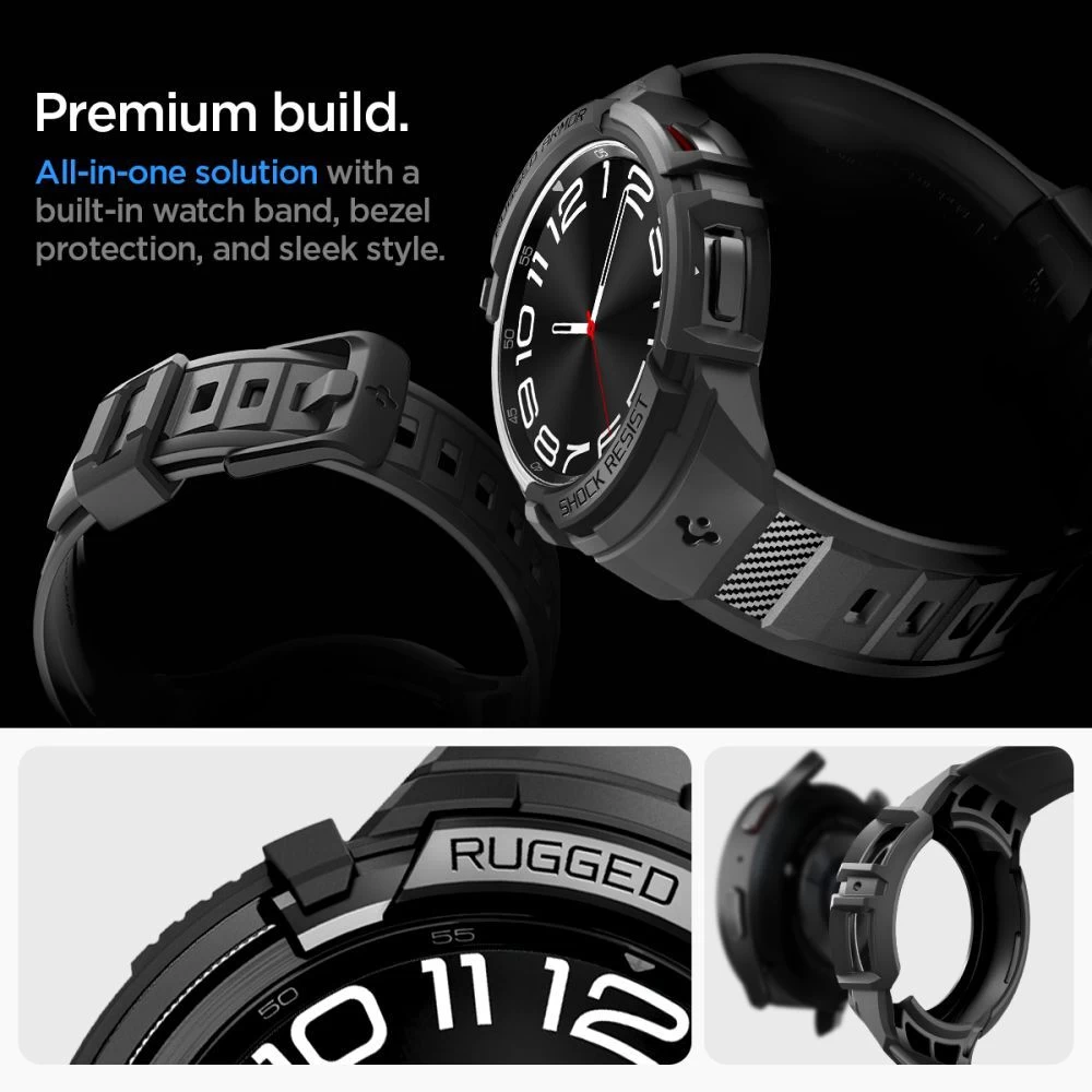 Samsung Galaxy Watch 6 Classic dirželis Juoda SPIGEN RUGGED ARMOR ”PRO” (43 MM)