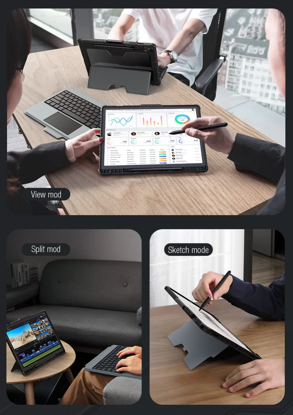 Samsung Galaxy Tab S9 Plus tablet case black NILLKIN BUMPER COMBO KEYBOARD (BACKLIT VERSION)