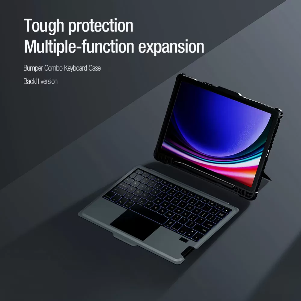 Samsung Galaxy Tab S9 Planšetės dėklas Juoda NILLKIN BUMPER COMBO KEYBOARD (BACKLIT VERSION)