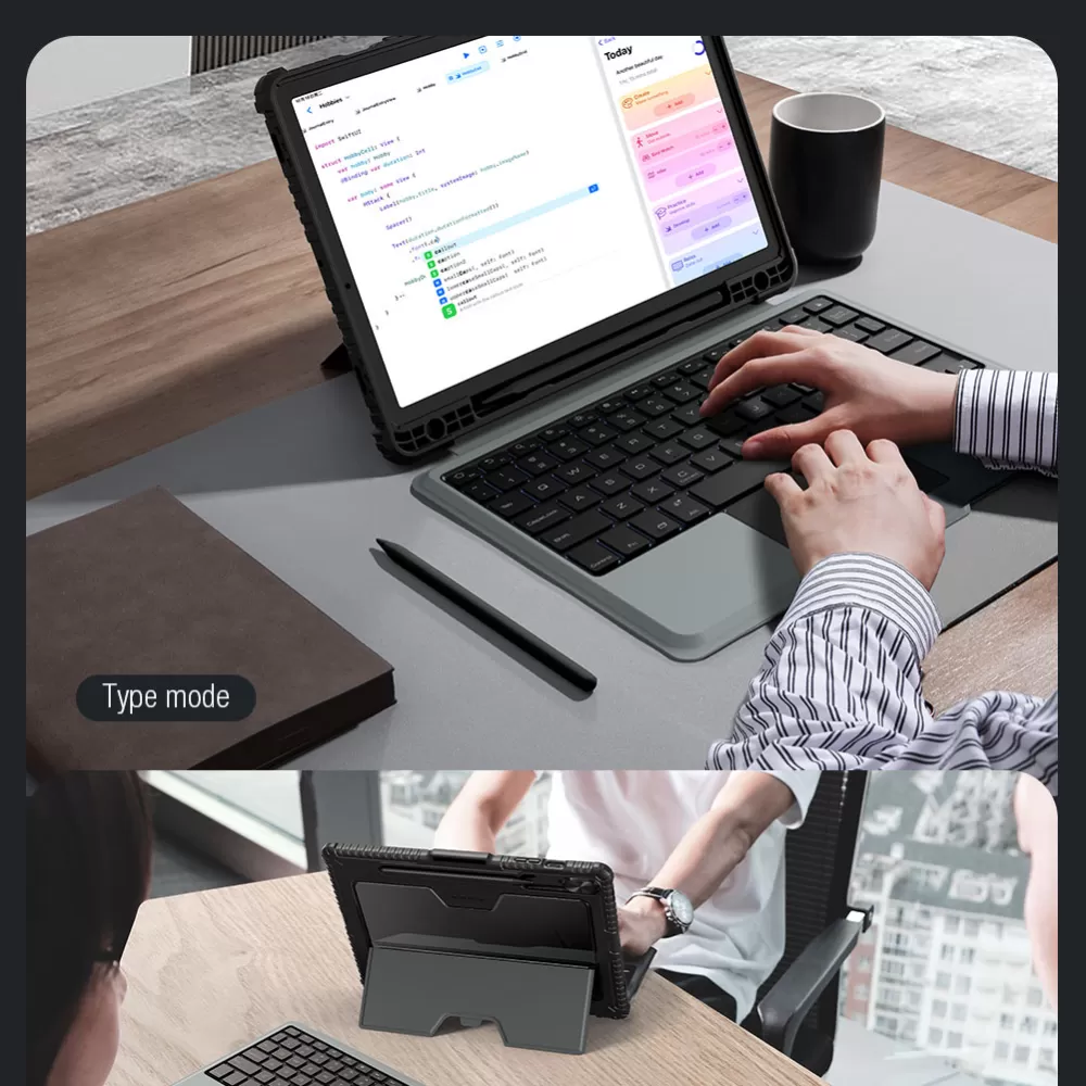 Samsung Galaxy Tab S9 Planšetės dėklas Juoda NILLKIN BUMPER COMBO KEYBOARD (BACKLIT VERSION)