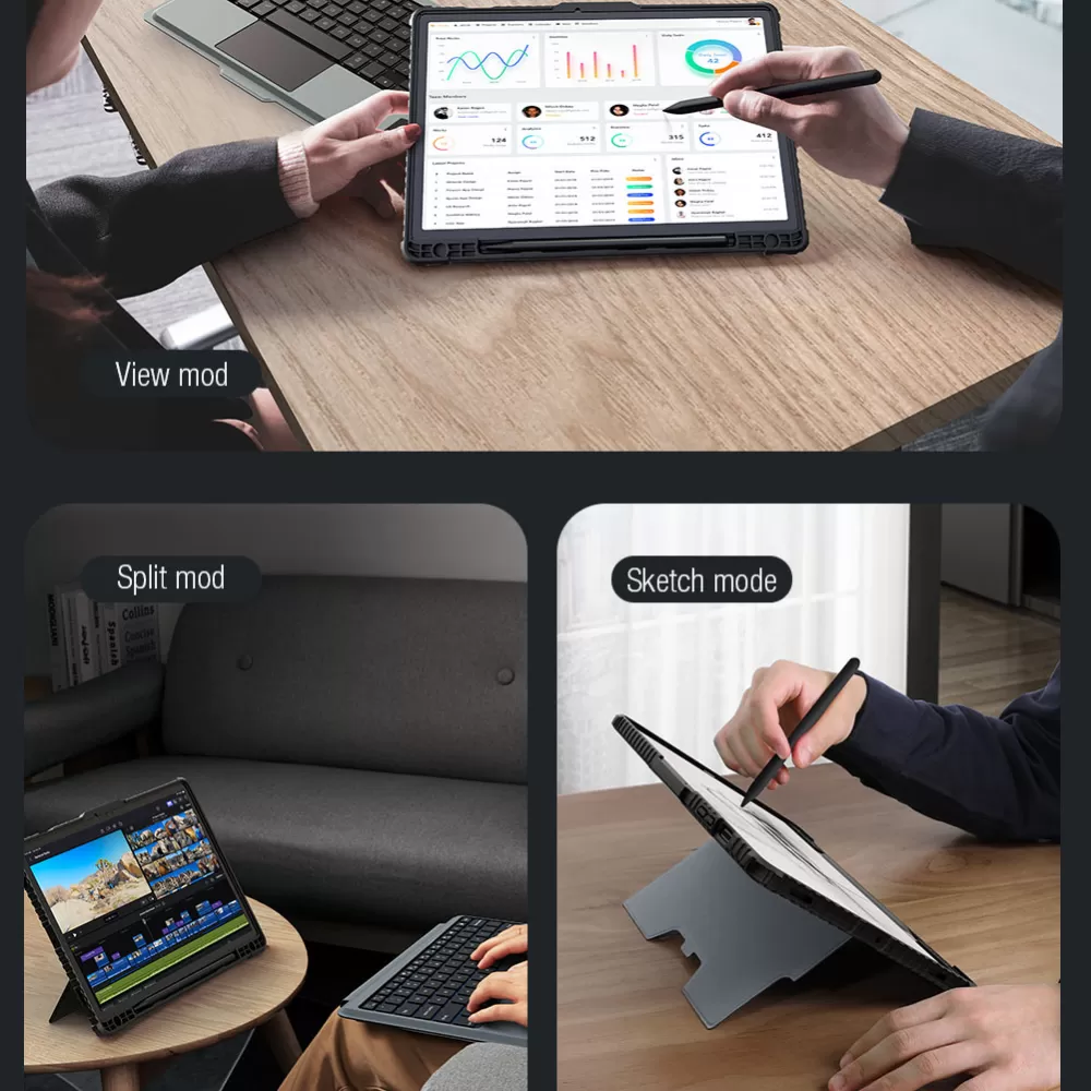 Samsung Galaxy Tab S9 Planšetės dėklas Juoda NILLKIN BUMPER COMBO KEYBOARD (BACKLIT VERSION)