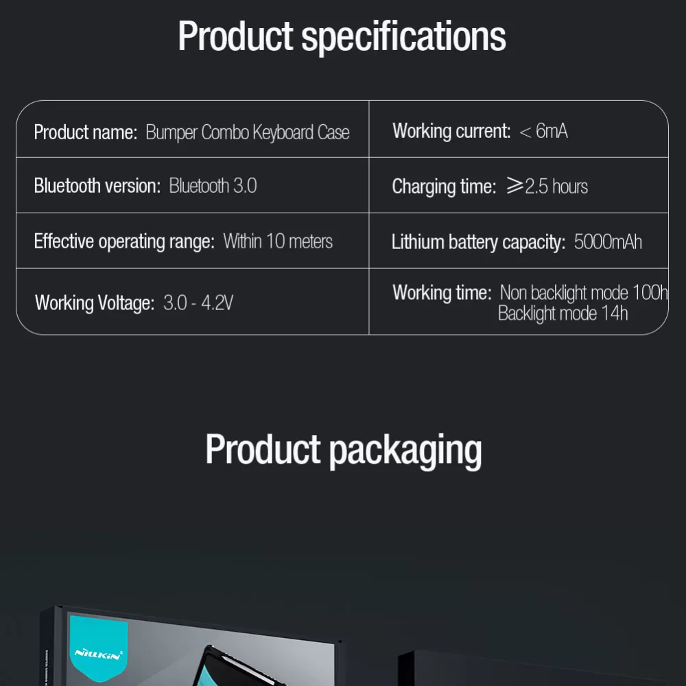 Samsung Galaxy Tab S9 Planšetės dėklas Juoda NILLKIN BUMPER COMBO KEYBOARD (BACKLIT VERSION)