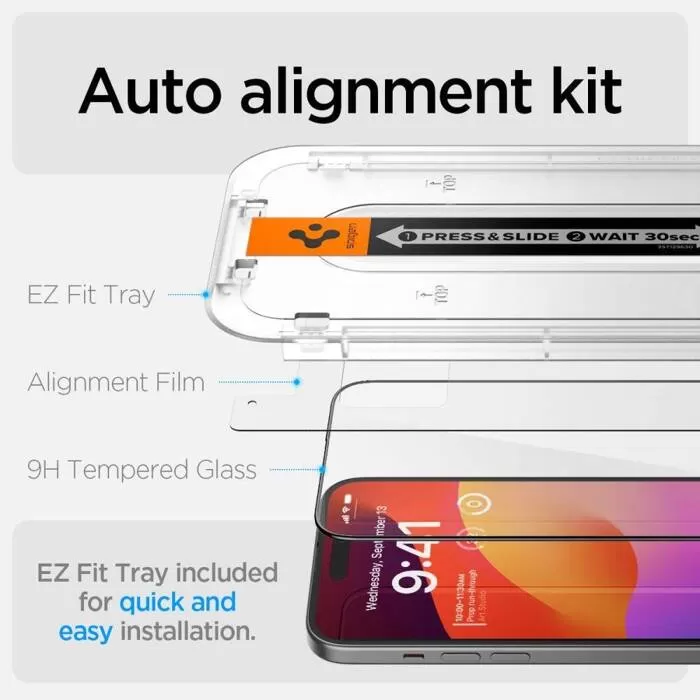 Apple iPhone 15 skärmskydd  SPIGEN GLAS.TR ”EZ FIT” FC 2-PACK