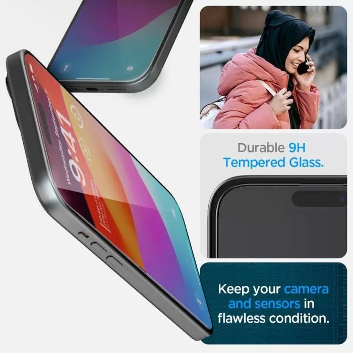 Apple iPhone 15 skärmskydd  SPIGEN GLAS.TR ”EZ FIT” FC 2-PACK