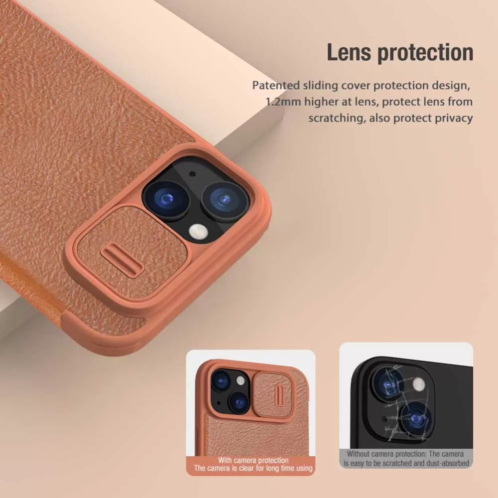 Apple iPhone 15 kaaned pruun NILLKIN QIN PRO LEATHER
