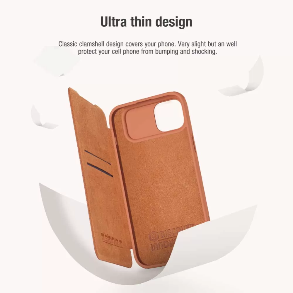 Apple iPhone 15 kaaned pruun NILLKIN QIN PRO LEATHER