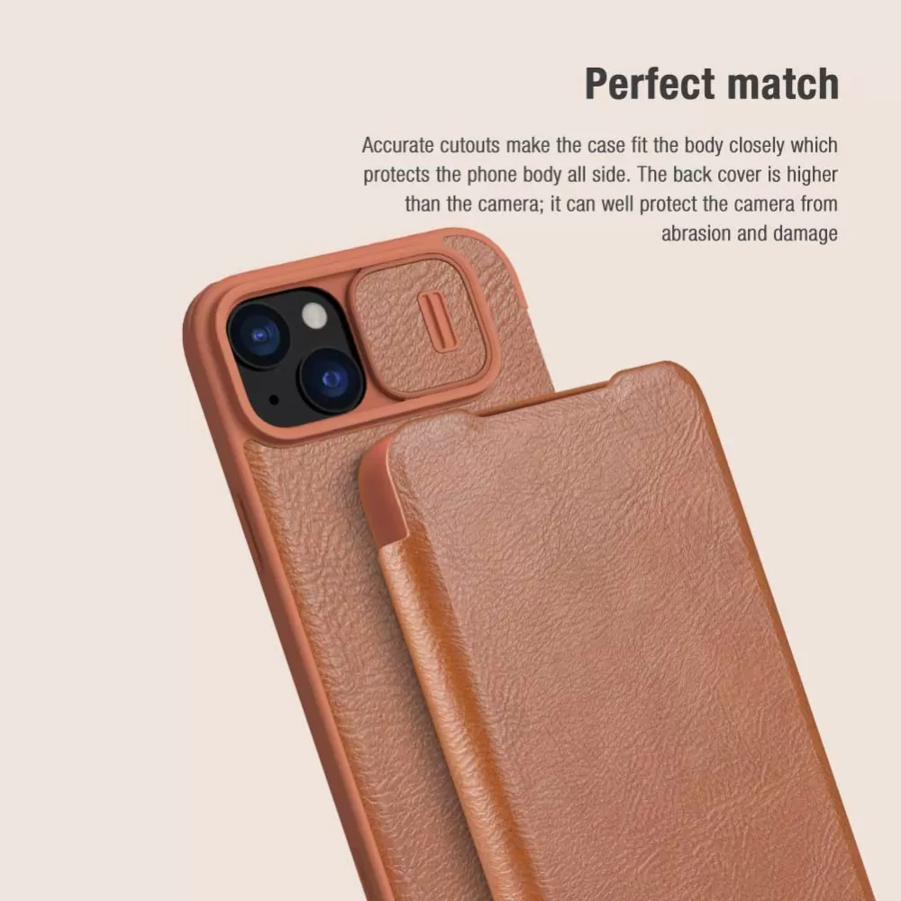 Apple iPhone 15 kaaned pruun NILLKIN QIN PRO LEATHER