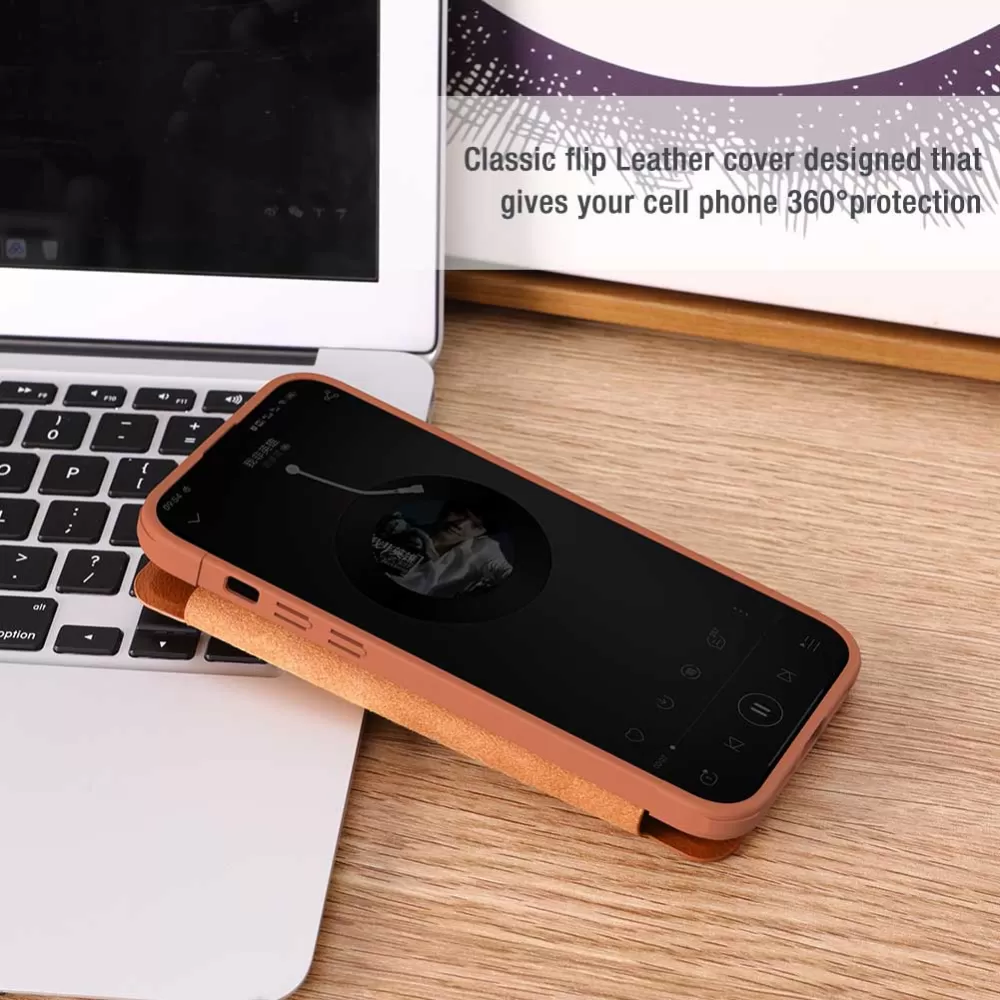 Apple iPhone 15 kaaned pruun NILLKIN QIN PRO LEATHER