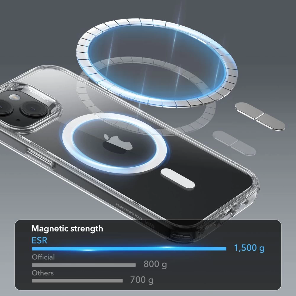 Apple iPhone 15 case transparent ESR CLASSIC HYBRID HALOLOCK MAGSAFE