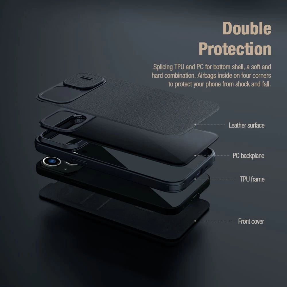 Apple iPhone 15 ümbris must NILLKIN QIN PRO LEATHER (PLAIN VERSION)