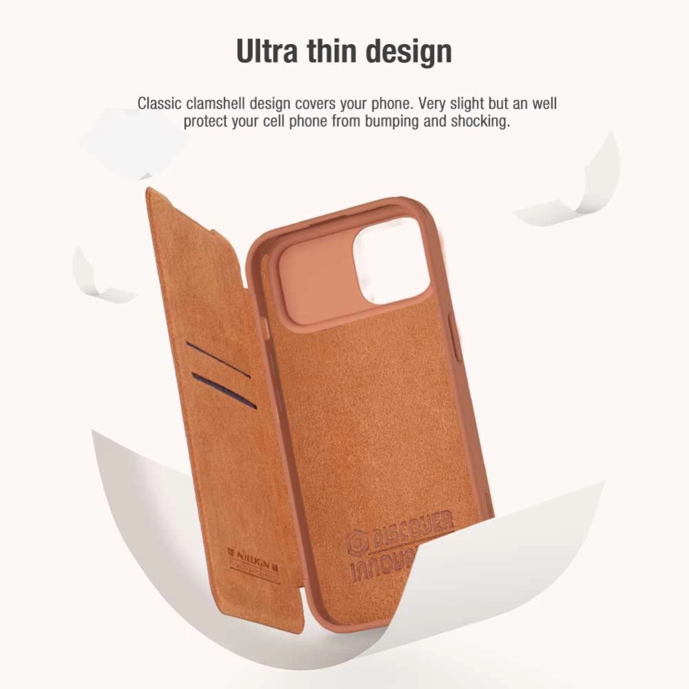 Apple iPhone 15 kaaned must NILLKIN QIN PRO LEATHER