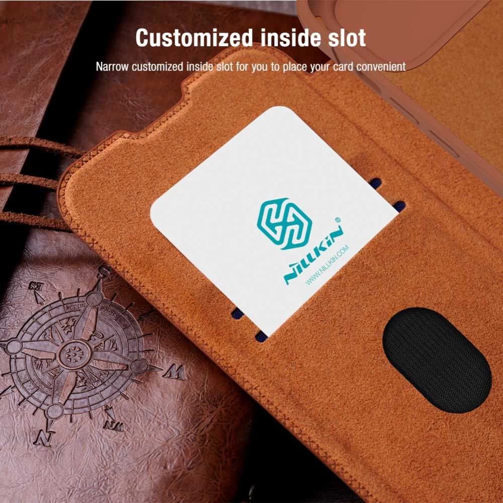 Apple iPhone 15 kaaned must NILLKIN QIN PRO LEATHER
