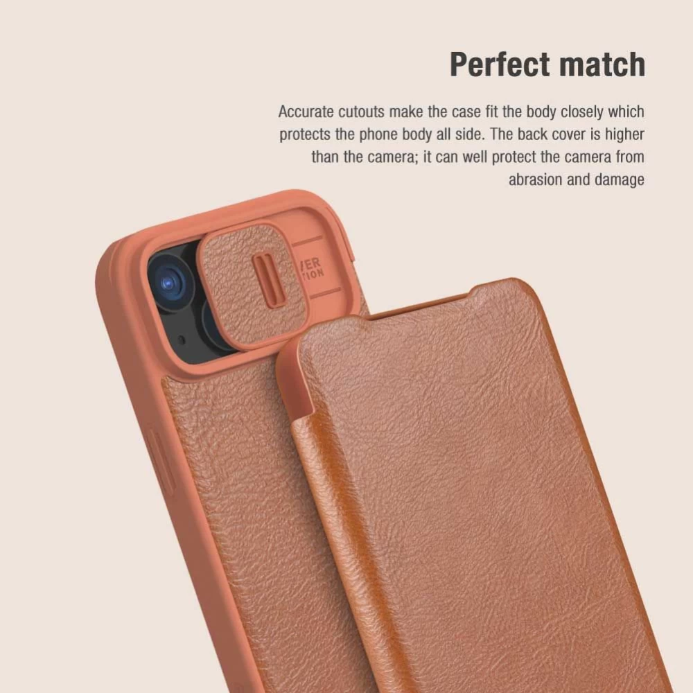 Apple iPhone 15 kaaned must NILLKIN QIN PRO LEATHER