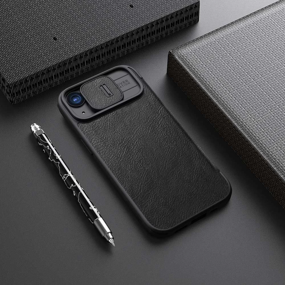 Apple iPhone 15 kaaned must NILLKIN QIN PRO LEATHER