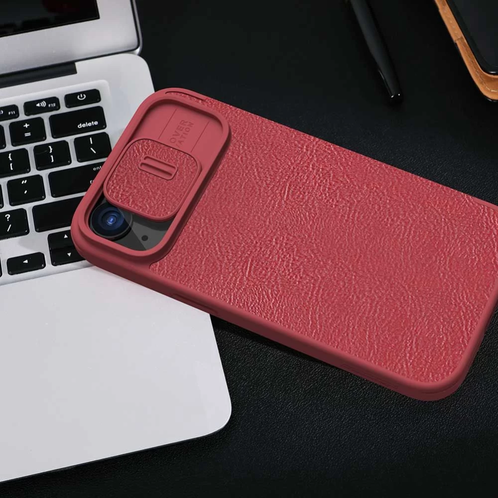 Apple iPhone 15 kaaned must NILLKIN QIN PRO LEATHER