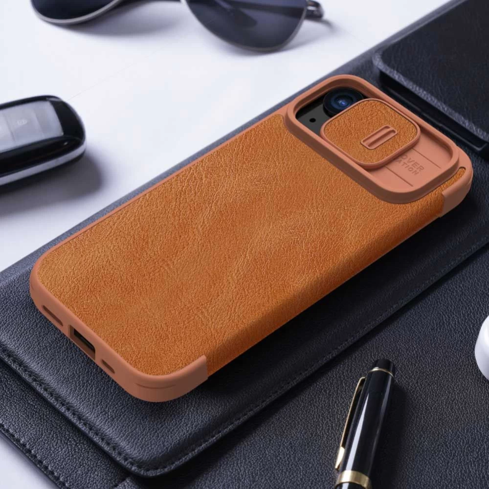 Apple iPhone 15 kaaned must NILLKIN QIN PRO LEATHER