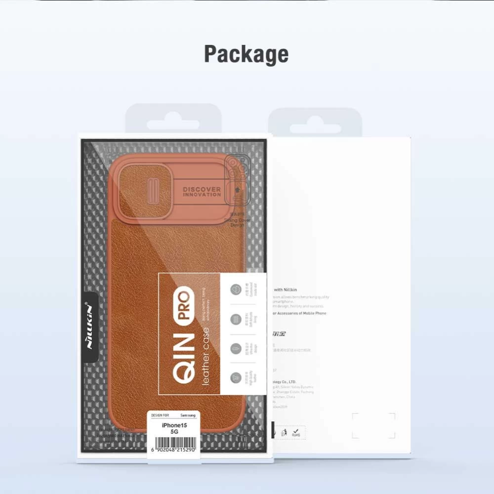 Apple iPhone 15 kaaned must NILLKIN QIN PRO LEATHER