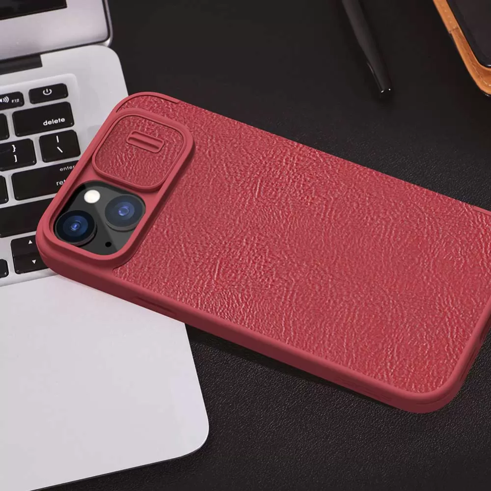 Apple iPhone 15 kaaned punane NILLKIN QIN PRO LEATHER