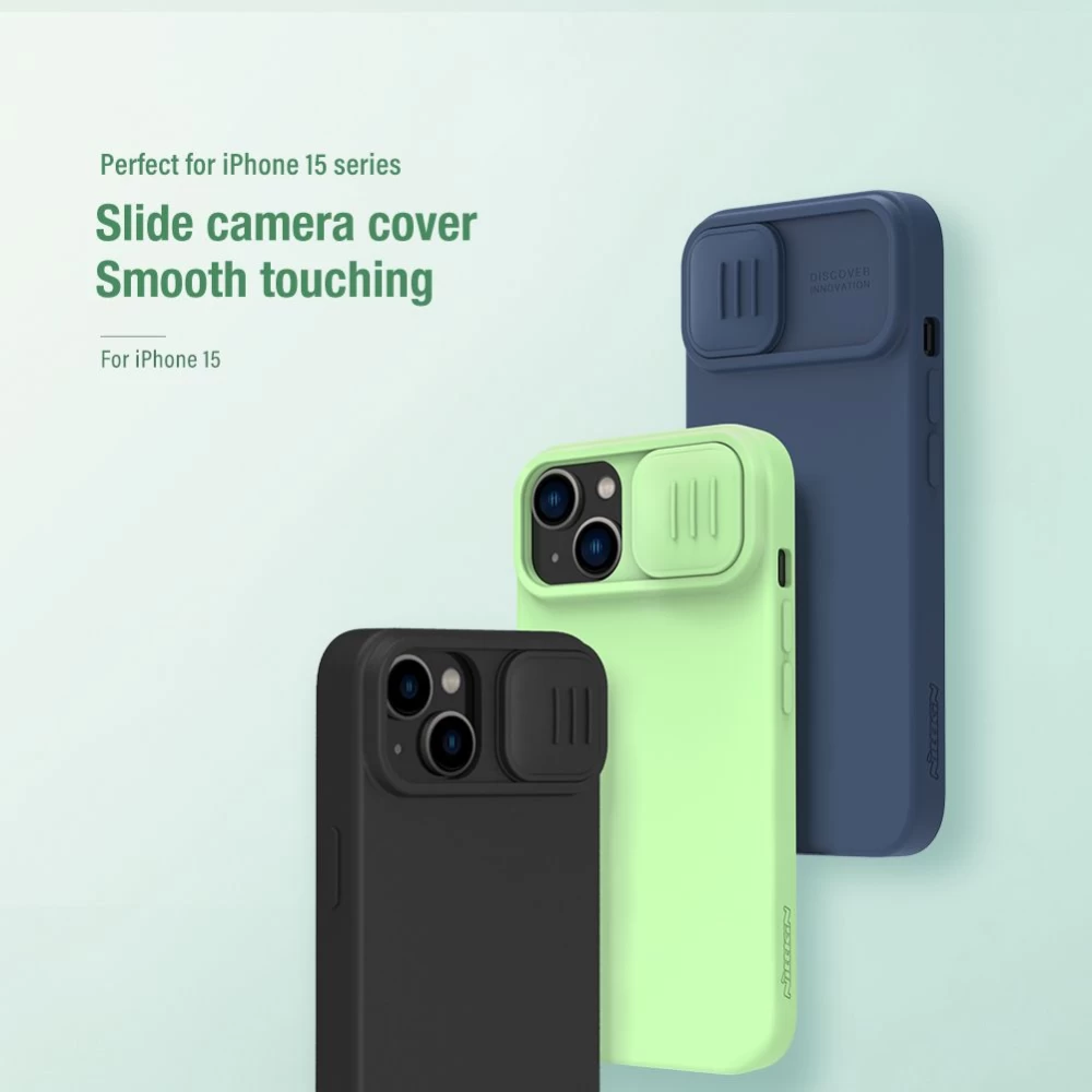 Apple iPhone 15 ümbris roheline NILLKIN CAMSHIELD SILKY SILICON