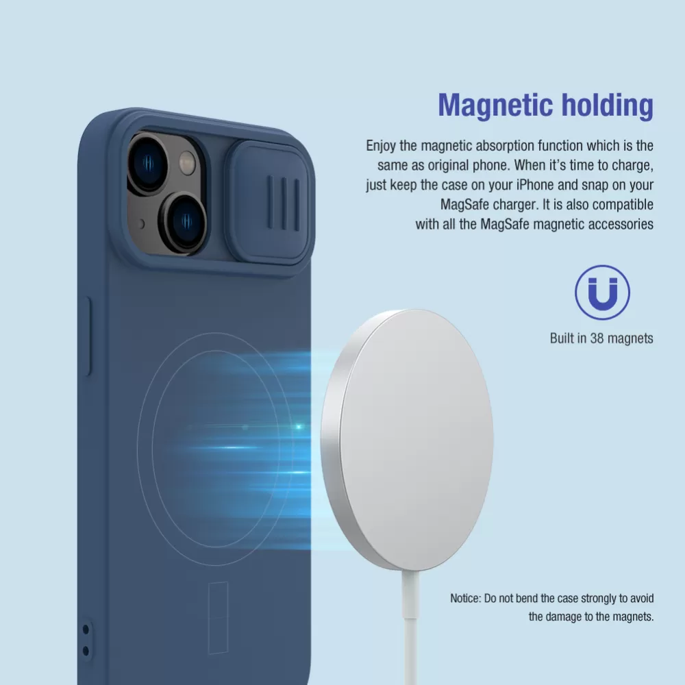 Apple iPhone 15 ümbris roheline NILLKIN CAMSHIELD SILKY MAGNETIC SILICON