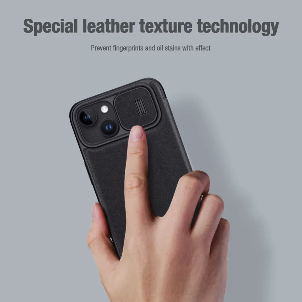 Apple iPhone 15 kaaned roheline NILLKIN QIN PRO LEATHER (PLAIN VERSION)