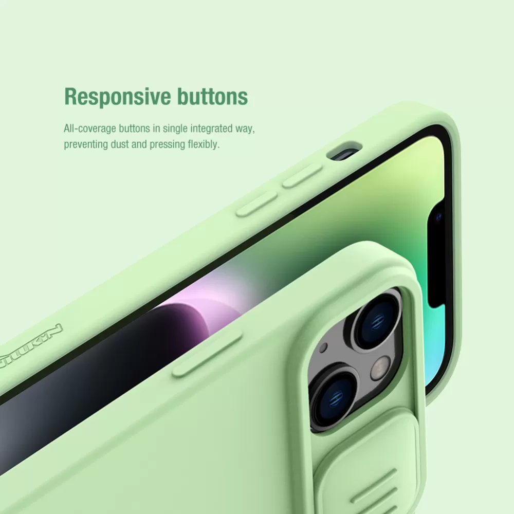Apple iPhone 15 ümbris sinine NILLKIN CAMSHIELD SILKY MAGNETIC SILICON