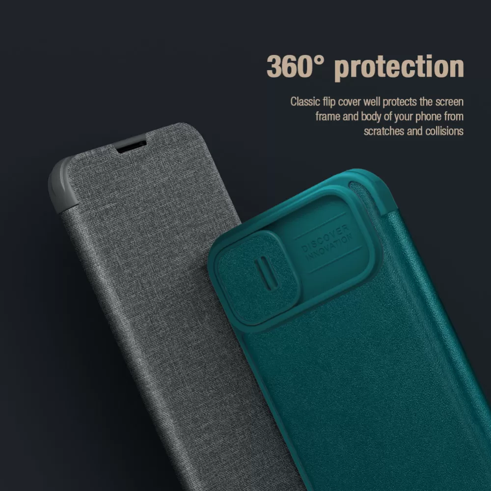 Apple iPhone 15 kaaned sinine NILLKIN QIN PRO LEATHER (CLOTH VERSION)