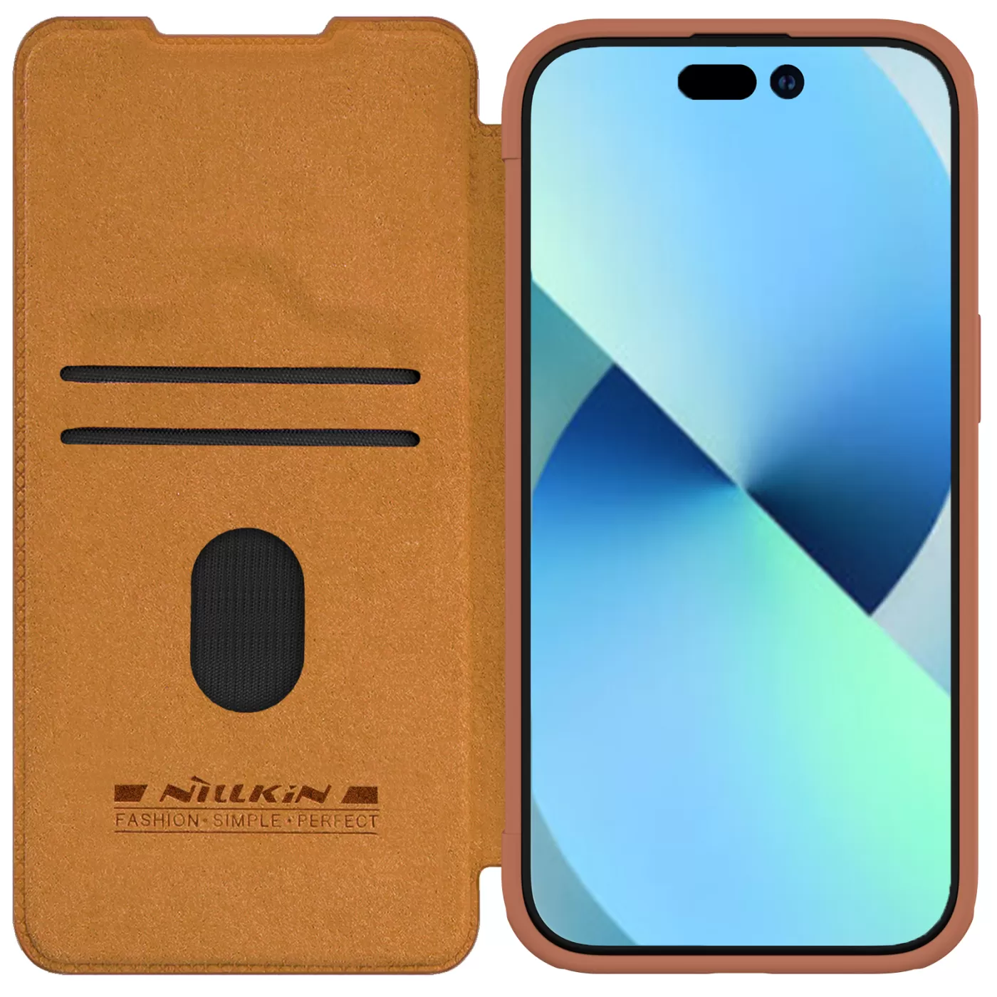 Apple iPhone 15 kaaned pruun NILLKIN QIN PRO LEATHER