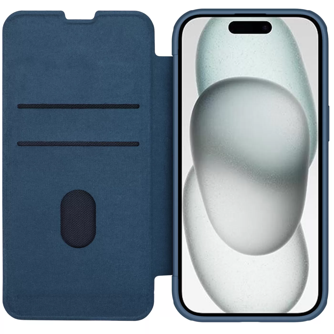 Apple iPhone 15 kaaned sinine NILLKIN QIN PRO LEATHER (CLOTH VERSION)