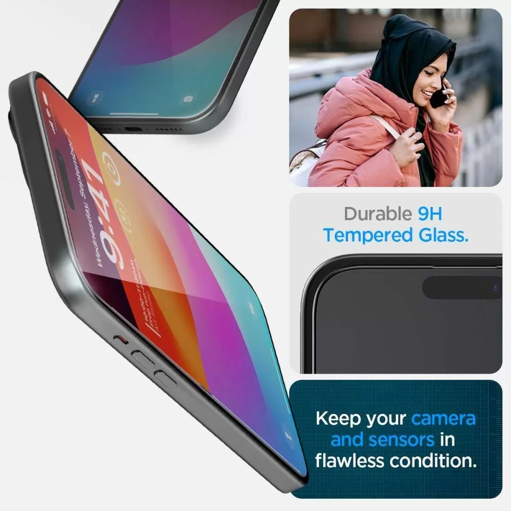 Apple iPhone 15 Plus skärmskydd  SPIGEN GLAS.TR ”EZ FIT” FC 2-PACK