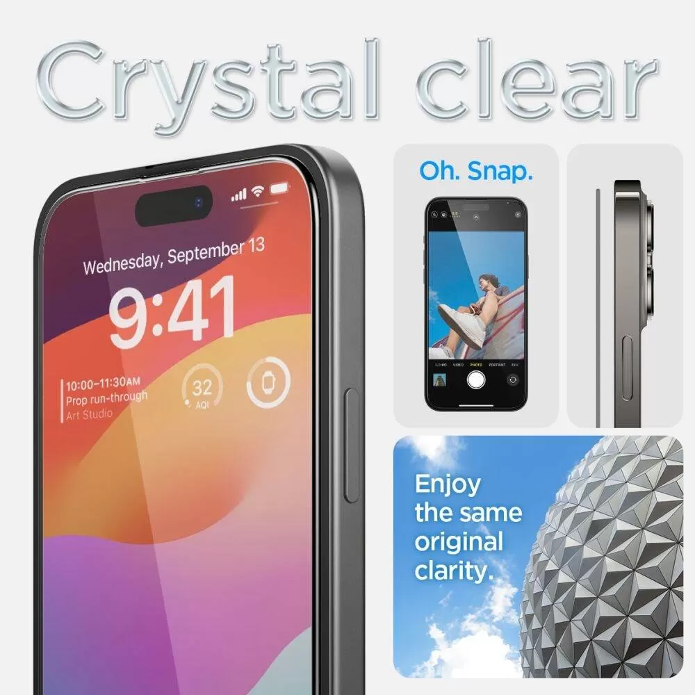 Apple iPhone 15 Plus skärmskydd  SPIGEN GLAS.TR ”EZ FIT” FC 2-PACK