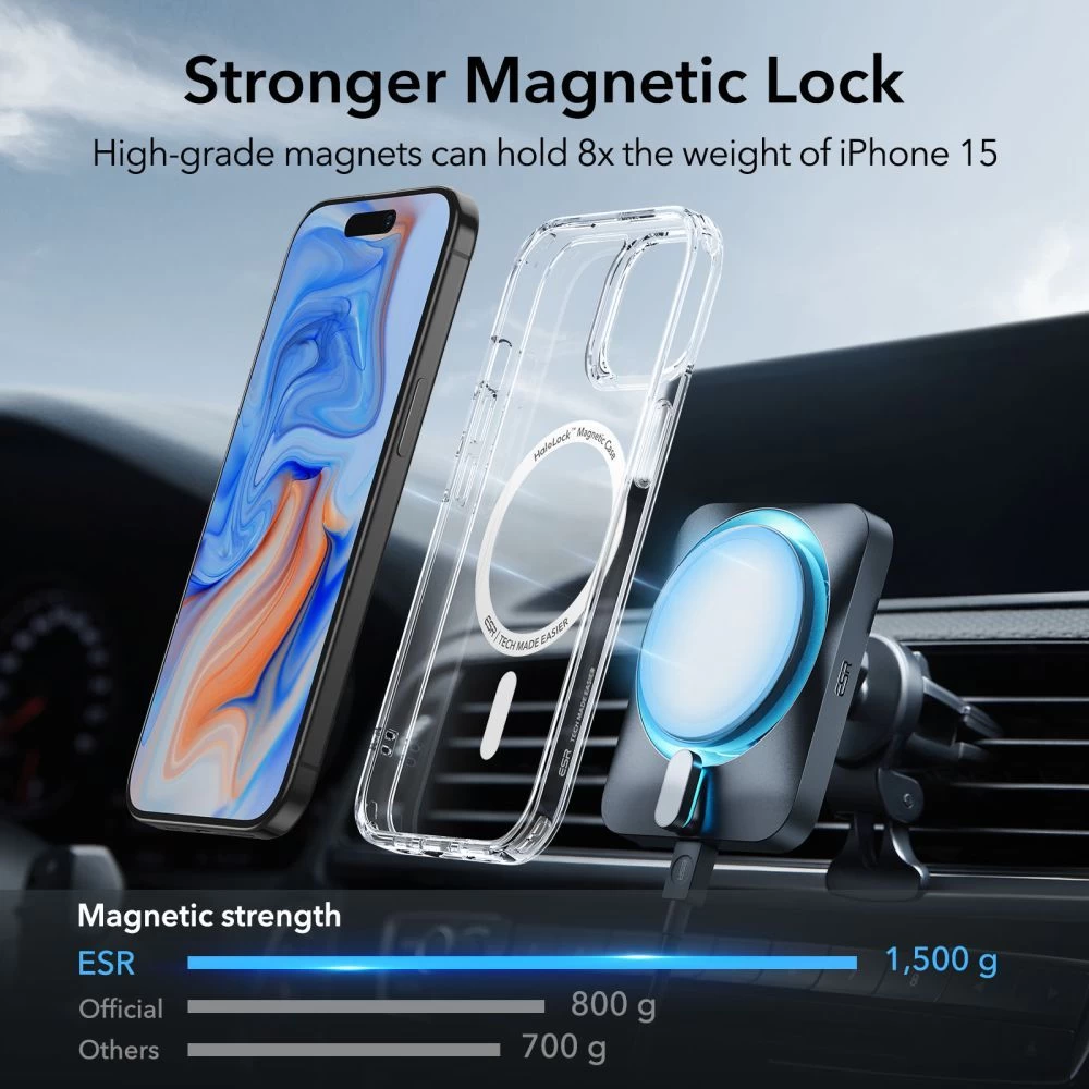 Apple iPhone 15 Plus ümbris läbipaistev ESR CLASSIC HYBRID HALOLOCK MAGSAFE