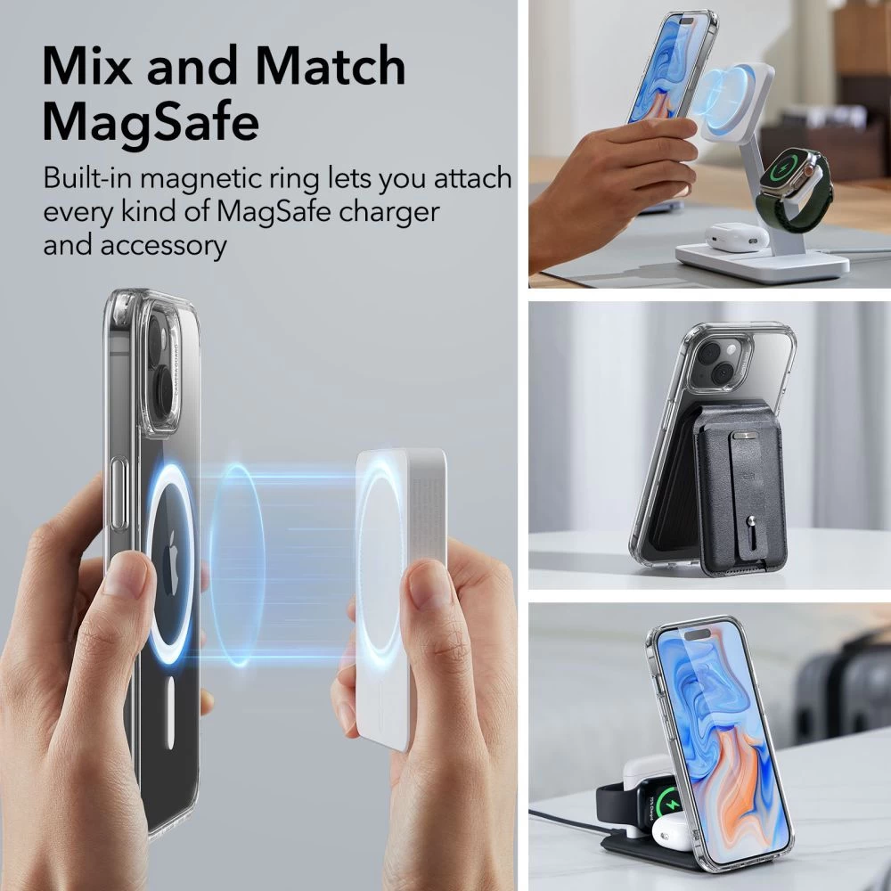Apple iPhone 15 Plus ümbris läbipaistev ESR CLASSIC HYBRID HALOLOCK MAGSAFE