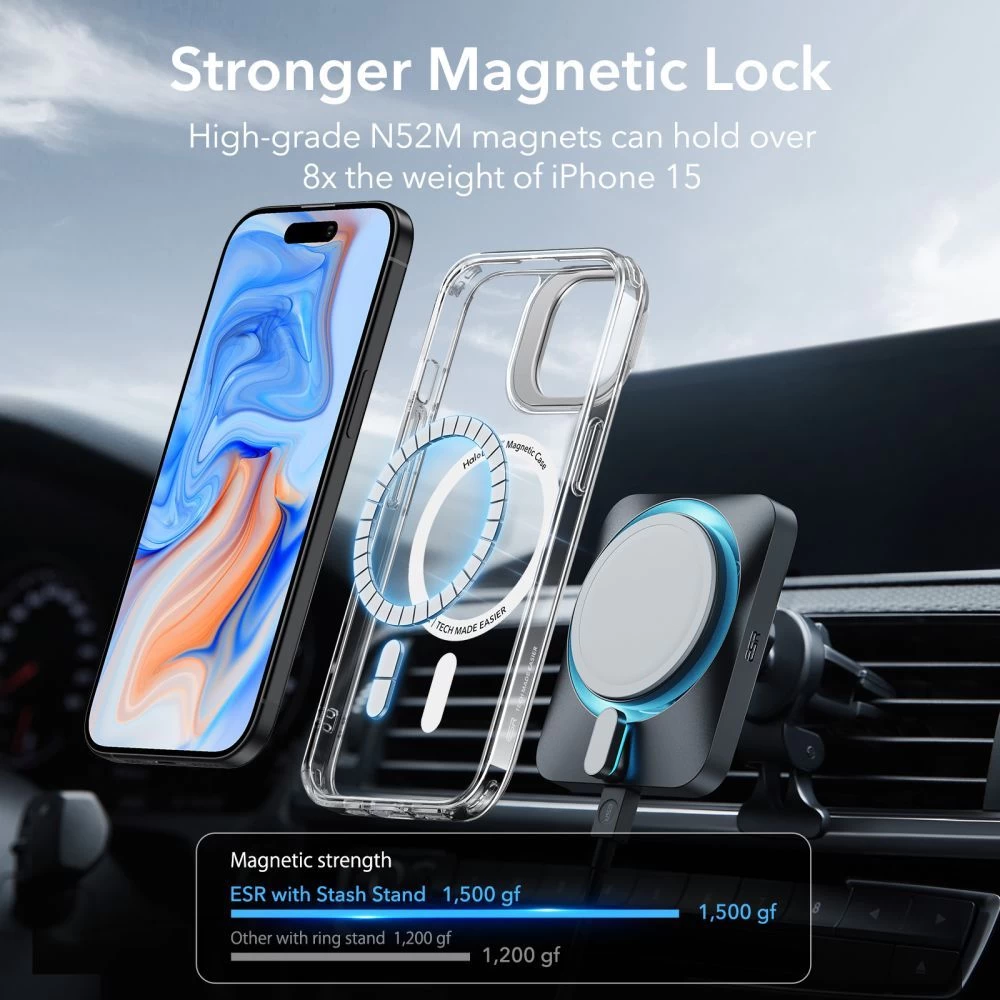 Apple iPhone 15 Plus ümbris läbipaistev ESR CLASSIC KICKSTAND HALOLOCK MAGSAFE