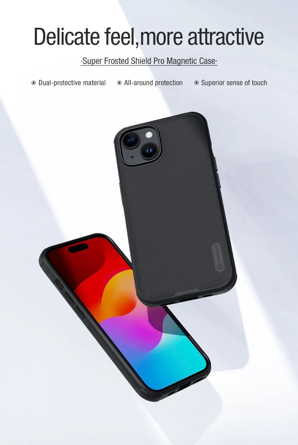 Apple iPhone 15 Plus dėklas mėlyna NILLKIN SUPER FROSTED SHIELD PRO MAGNETIC