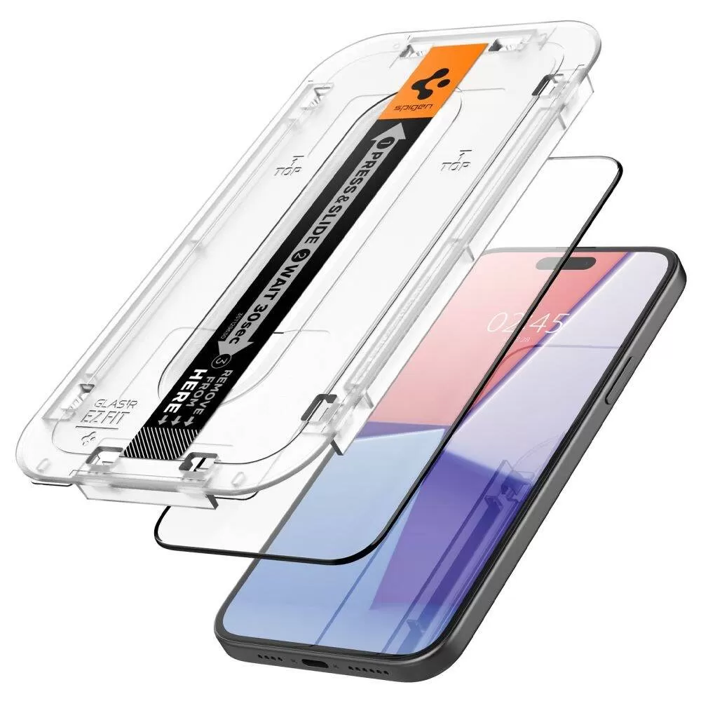Apple iPhone 15 Plus skärmskydd SPIGEN GLAS.TR ”EZ FIT” FC 2-PACK