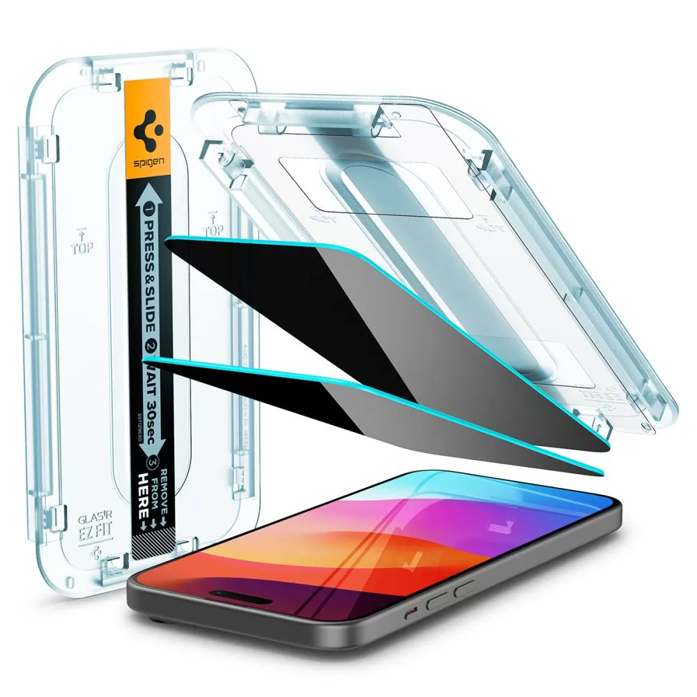 Apple iPhone 15 Plus защитное стекло SPIGEN GLAS.TR ”EZ FIT” 2-PACK PRIVACY