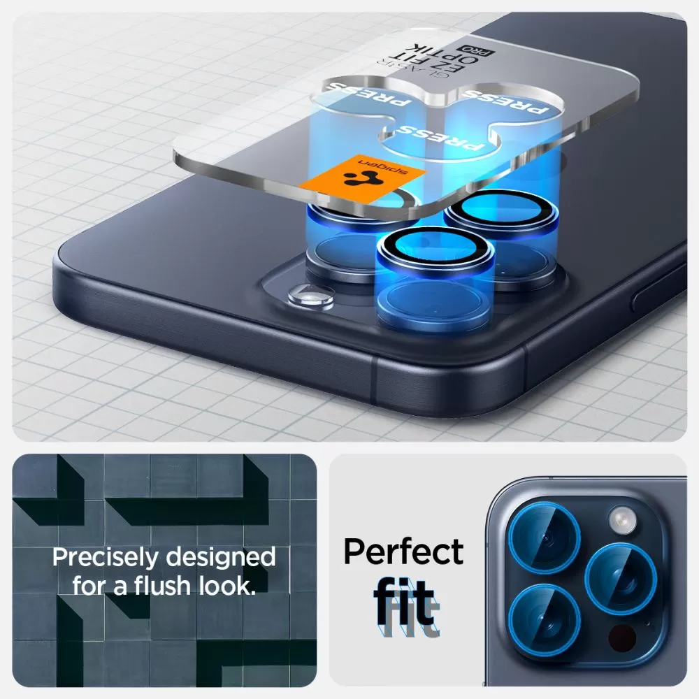 Apple iPhone 15 Pro skärmskydd  SPIGEN OPTIK.TR ”EZ FIT” CAMERA PROTECTOR 2-PACK