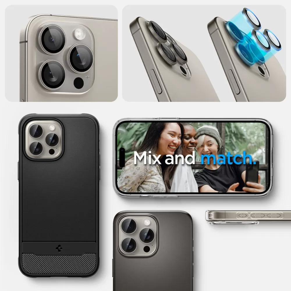 Apple iPhone 15 Pro kaitseklaas  SPIGEN OPTIK.TR ”EZ FIT” CAMERA PROTECTOR 2-PACK