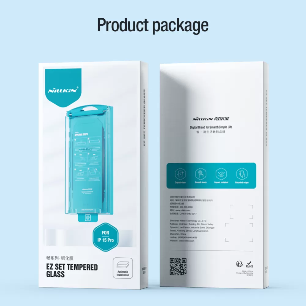 Apple iPhone 15 Pro skärmskydd svart NILLKIN EZ SET (1PC)
