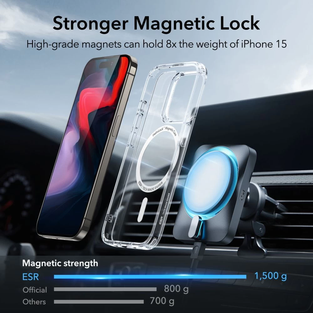 Apple iPhone 15 Pro case transparent ESR CLASSIC HYBRID HALOLOCK MAGSAFE
