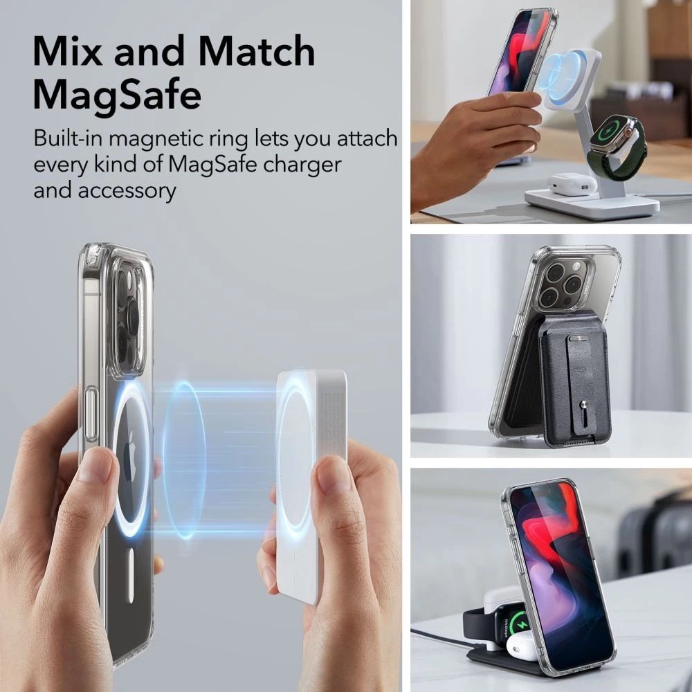 Apple iPhone 15 Pro case transparent ESR CLASSIC HYBRID HALOLOCK MAGSAFE