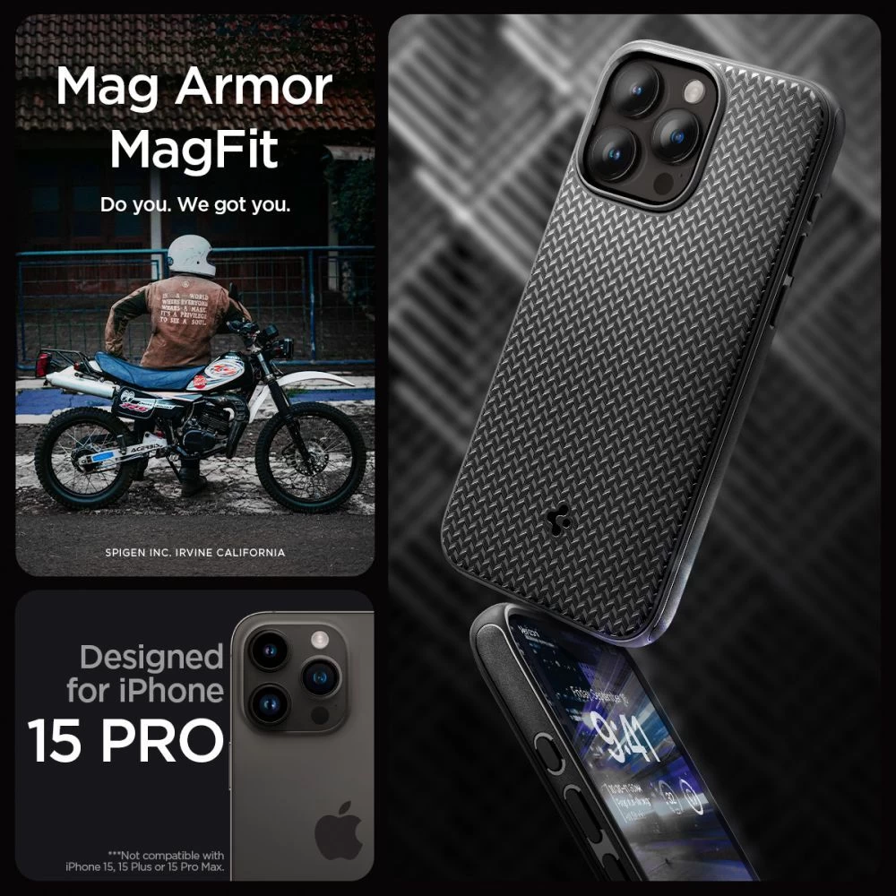 Apple iPhone 15 Pro ümbris must SPIGEN MAG ARMOR MAGSAFE