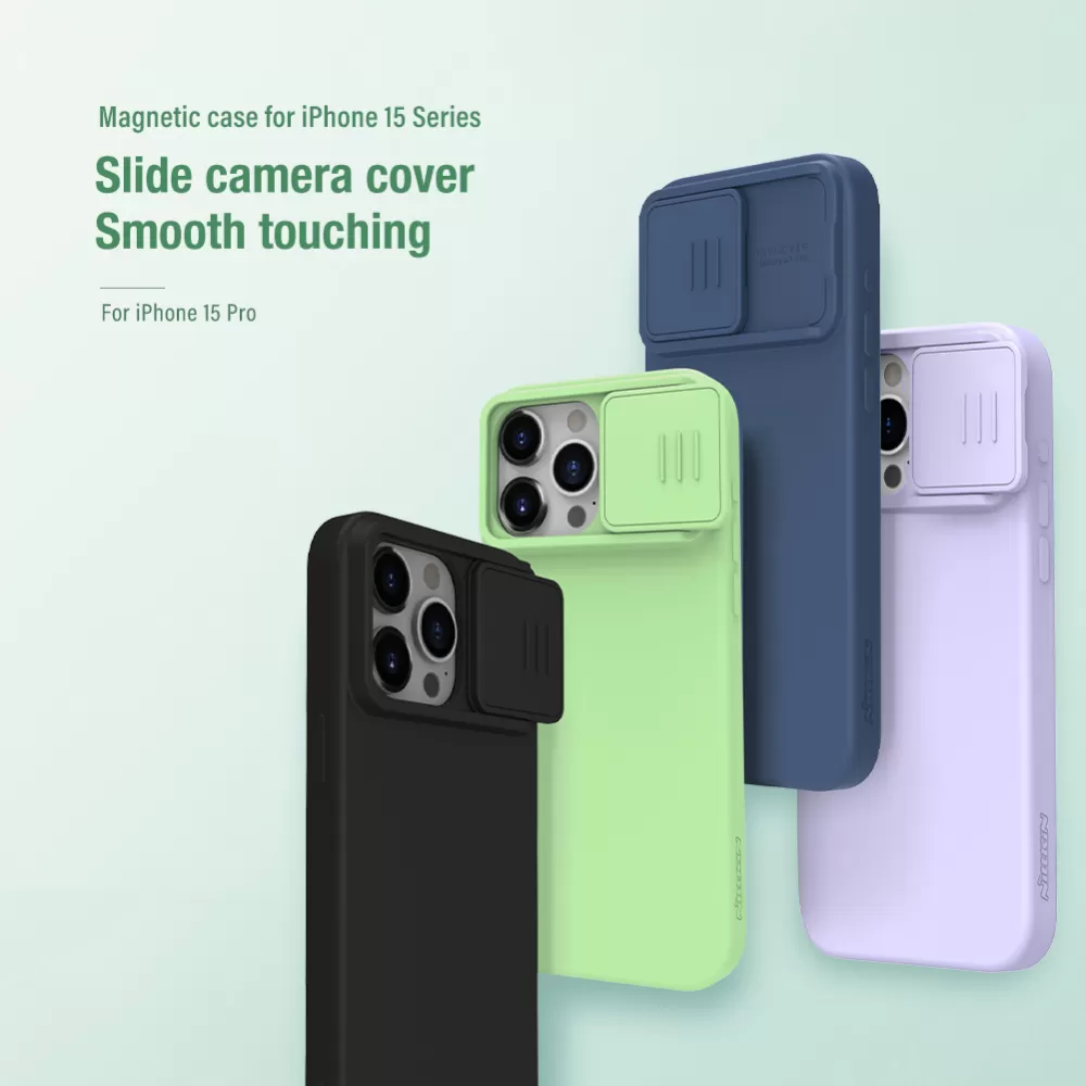 Apple iPhone 15 Pro case black NILLKIN CAMSHIELD SILKY MAGNETIC SILICON